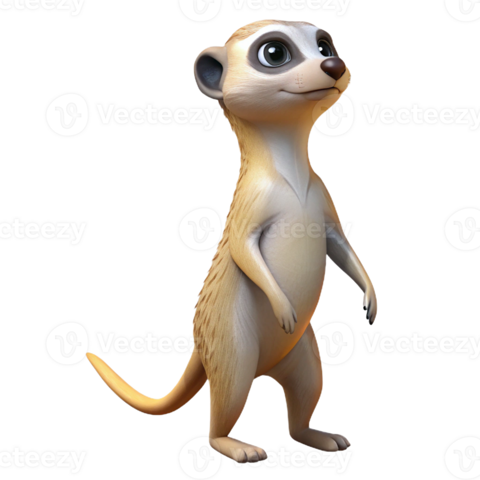 impressive traditional A curious meerkat standing on its hind legs, scanning the desert landscape, in a detailed, realistic style genuine png