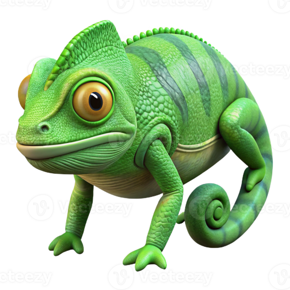 impressive vintage A chameleon camouflaged against a leafy green background, its skin displaying intricate patterns, in a detailed, realistic style exclusive png