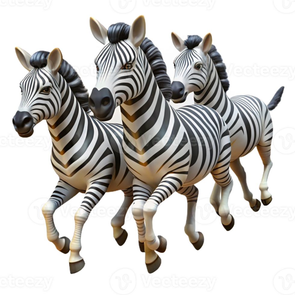 magnificent artistic A herd of zebras galloping across the African savanna, their stripes creating a dazzling pattern, in a dynamic, realistic style 4K png