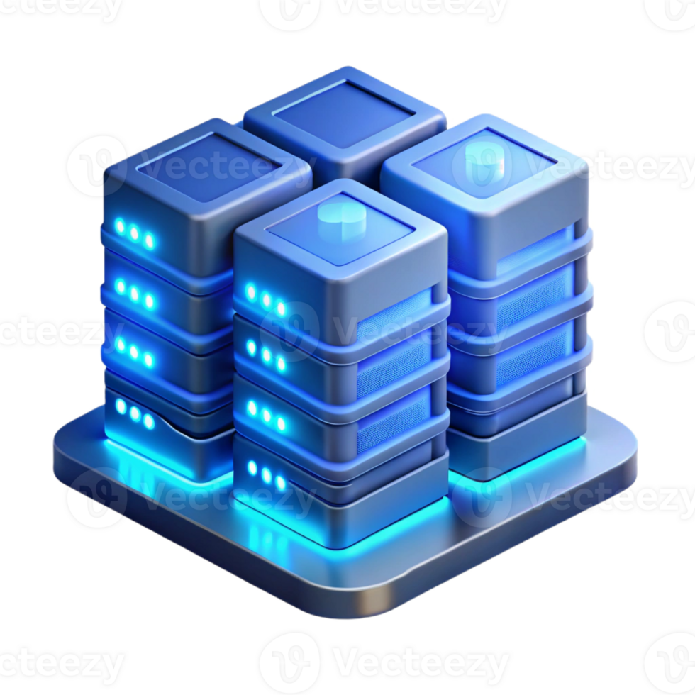 wonderful rustic A server room filled with glowing servers, cool blue light, technical illustration style original png