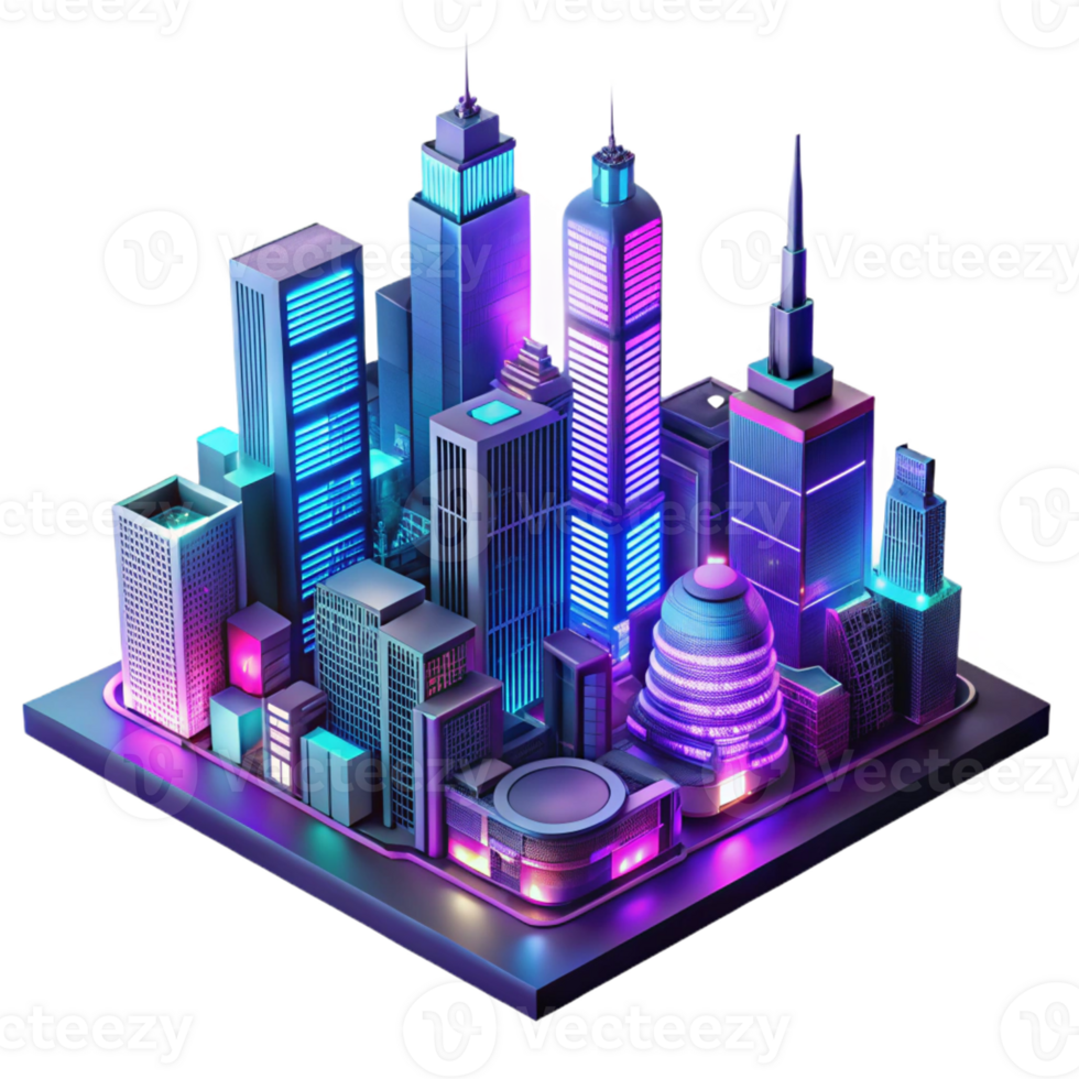 wonderful creative A futuristic city skyline at night, glowing with neon lights, cyberpunk style 4K png