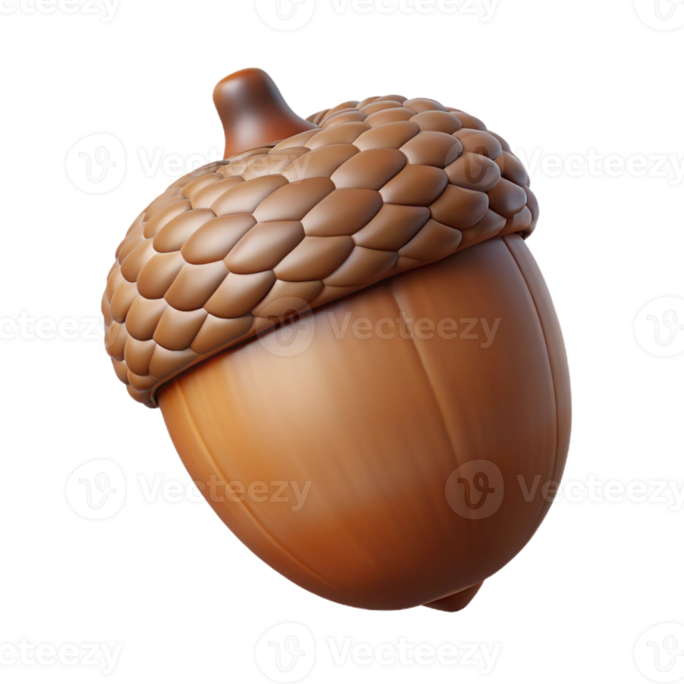 vibrant artistic A single acorn, highly detailed, with realistic textures and warm, brown hues high resolution png