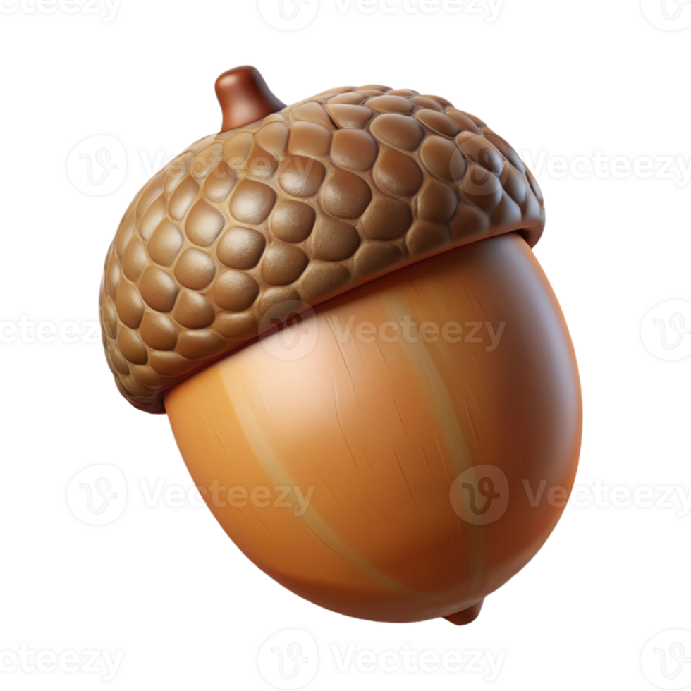 magnificent classic A single acorn, highly detailed, with realistic textures and warm, brown hues authentic png