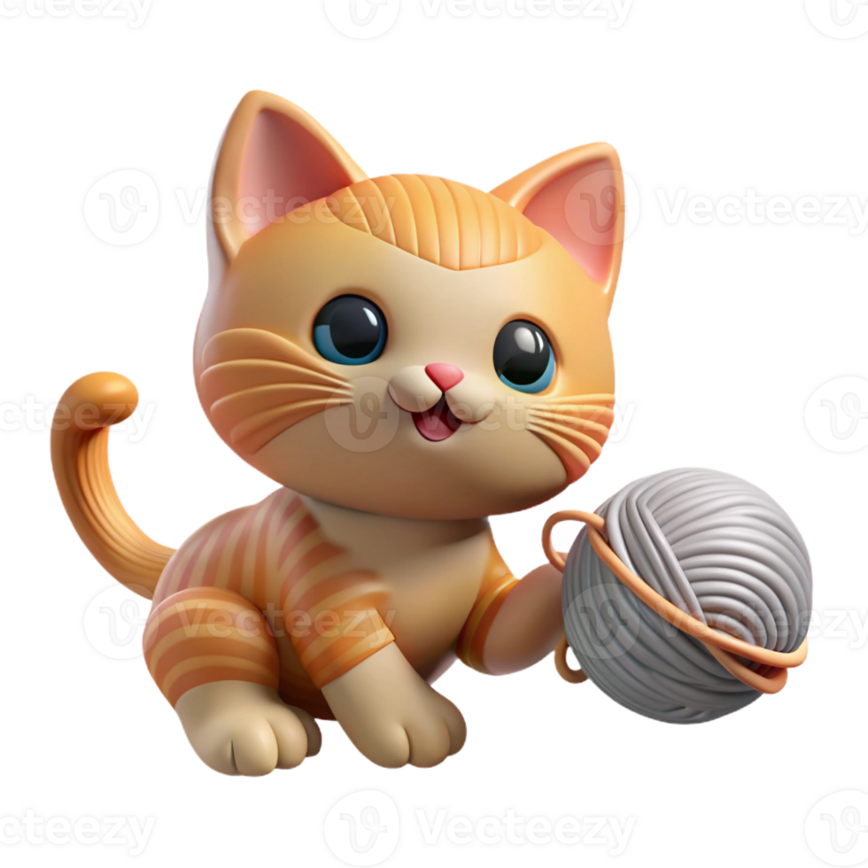 magnificent rustic A playful kitten batting at a ball of yarn, soft, diffused lighting, whimsical style original png