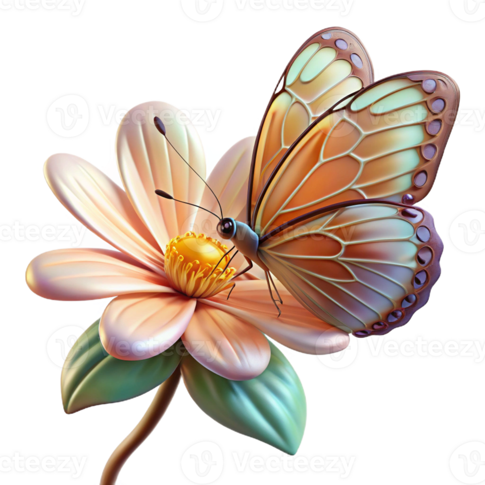 dramatic contemporary A delicate butterfly with intricate wing patterns, perched on a flower, macro photography, soft natural light 4K png