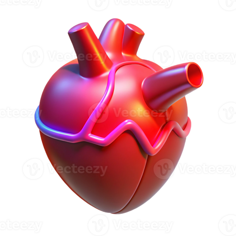 stunning modern A holographic projection of a human heart, beating rhythmically, illuminated by a pulsing red light, rendered in a medical style 4K png