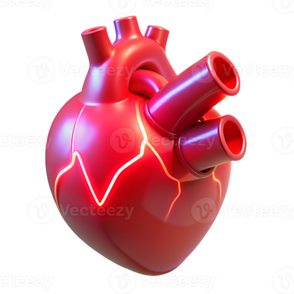 serene modern A holographic projection of a human heart, beating rhythmically, illuminated by a pulsing red light, rendered in a medical style exclusive png
