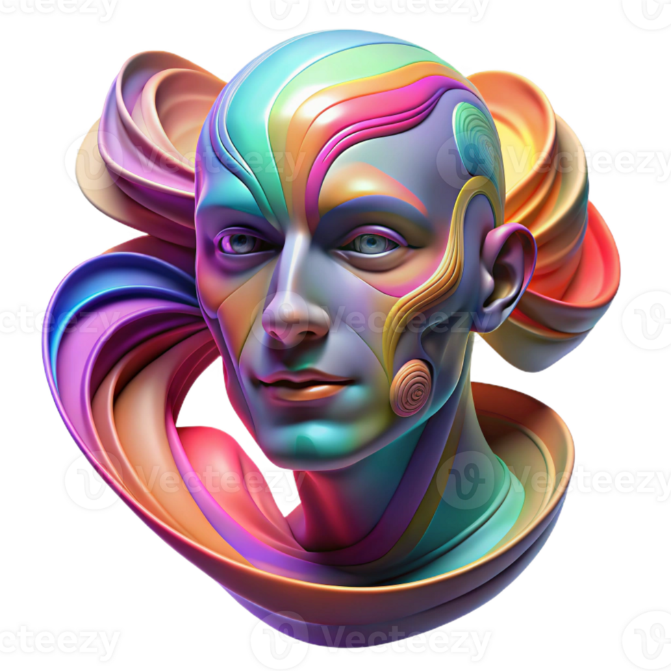 wonderful classic An abstract portrait of a human face, using swirling colors and expressive lines, with dramatic lighting and a surrealist style professional png