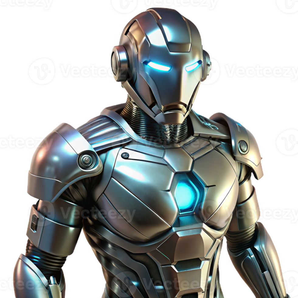 wonderful classic A futuristic exoskeleton suit, its metallic surfaces gleaming, illuminated by a spotlight, rendered in a sci-fi style premium png