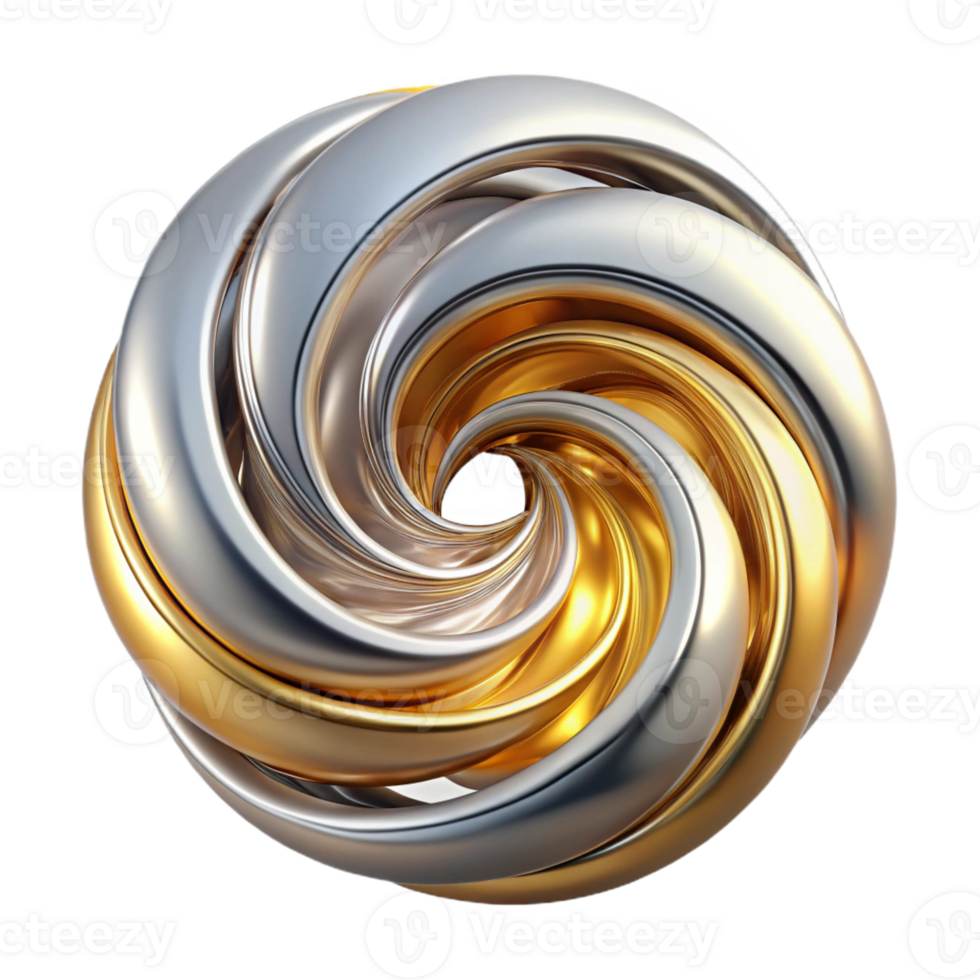 extraordinary artistic A swirling vortex of liquid metal, in shades of silver and gold, with a reflective lighting and a surreal style high quality png