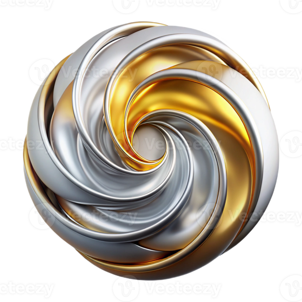 vibrant classic A swirling vortex of liquid metal, in shades of silver and gold, with a reflective lighting and a surreal style detailed png