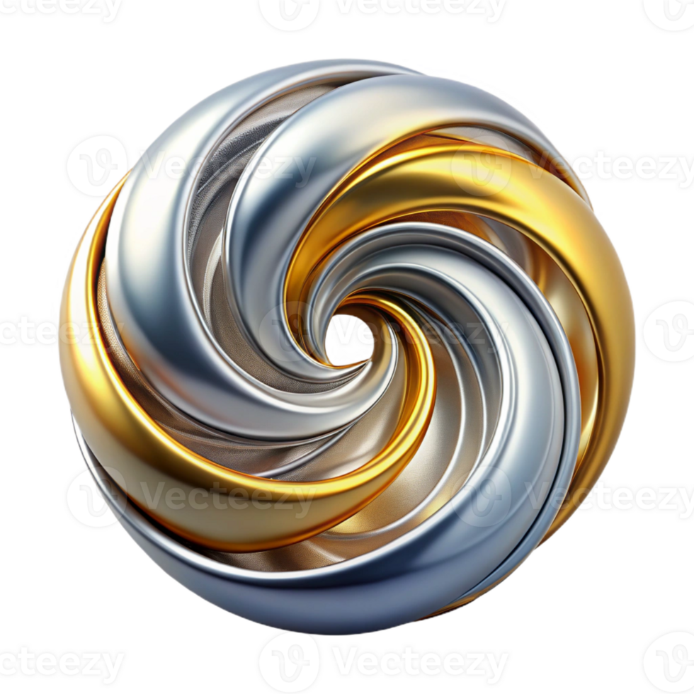 dramatic minimalist A swirling vortex of liquid metal, in shades of silver and gold, with a reflective lighting and a surreal style professional png