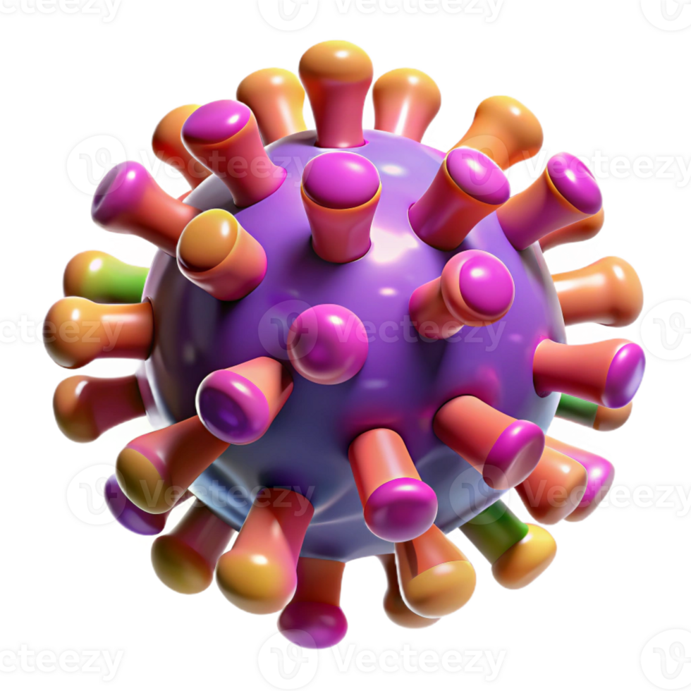magnificent artistic A microscopic view of a virus, abstracted into geometric shapes and vibrant colors, with bright lighting and a scientific style genuine png