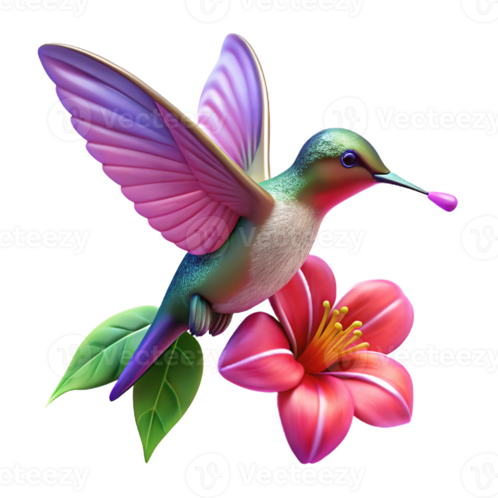 magnifique ancien une minuscule colibri planant près une vibrant fuchsia fleur, capturé dans macro la photographie avec une peu profond profondeur de champ. pétillant bokeh effet. art style photoréaliste original png