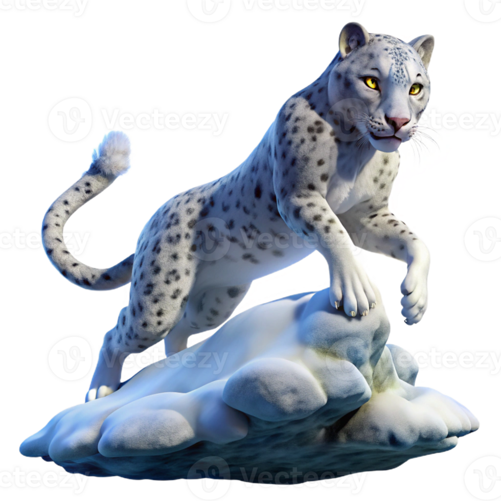 wonderful vintage A majestic snow leopard gracefully leaping across a chasm, illuminated by a soft, ethereal moonlight. Art style hyperrealistic exclusive png