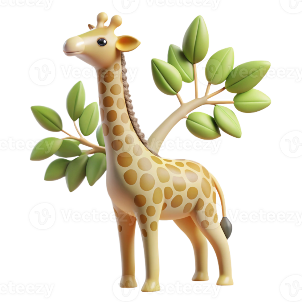 elegant creative A graceful giraffe reaching for the highest leaves on a tree, with a dreamy, pastel color palette. Art style art nouveau 4K png