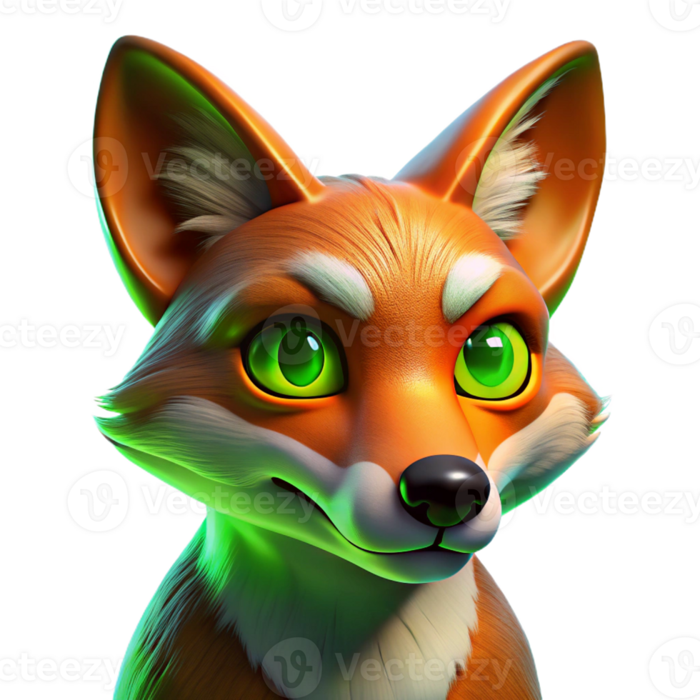 extraordinary rustic A sly fox with emerald green eyes, illuminated by a dramatic chiaroscuro lighting style. Art style fantasy 4K png