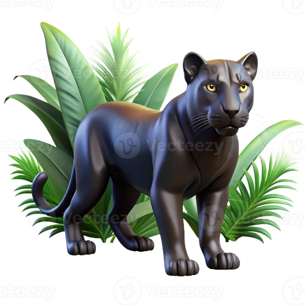 wonderful artistic A sleek black panther stalking through the jungle, illuminated by dappled sunlight filtering through the trees. Art style dramatic authentic png