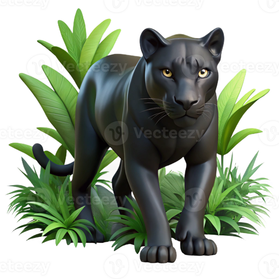 impressive rustic A sleek black panther stalking through the jungle, illuminated by dappled sunlight filtering through the trees. Art style dramatic high resolution png