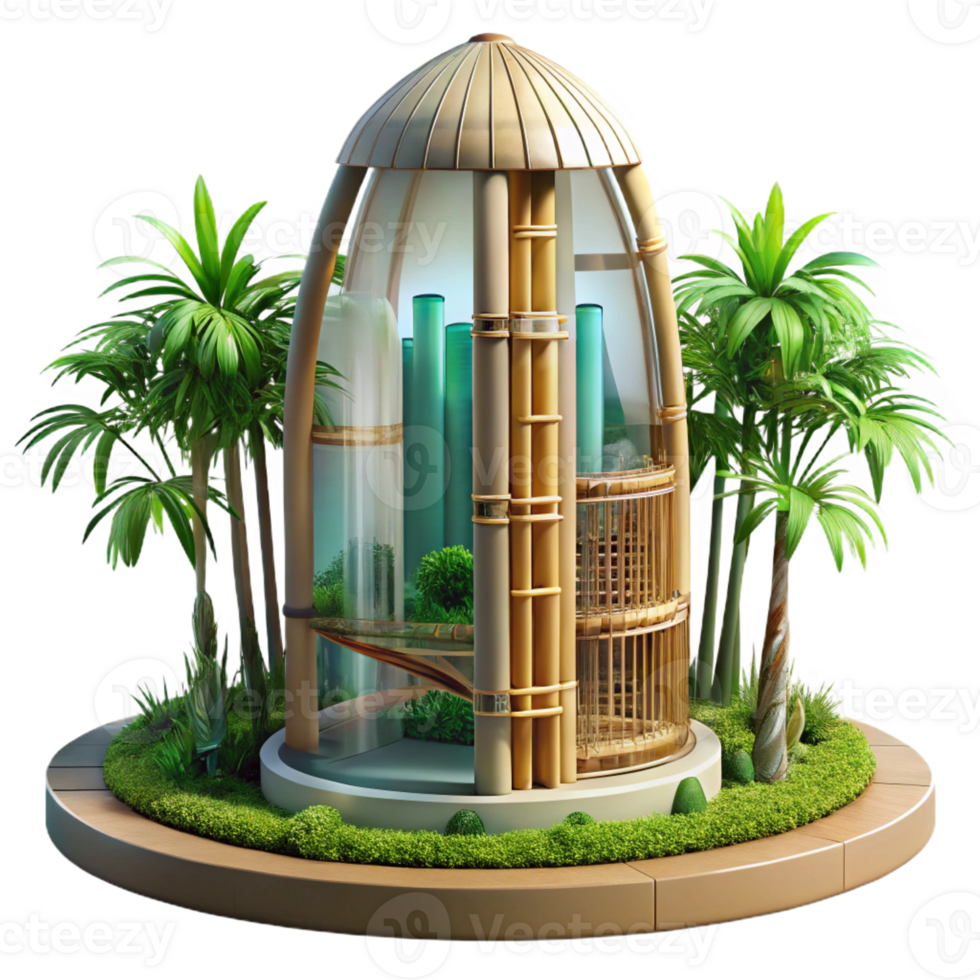 magnificent modern Bamboo skyscraper, innovative sustainable design, tropical setting, futuristic style high resolution png