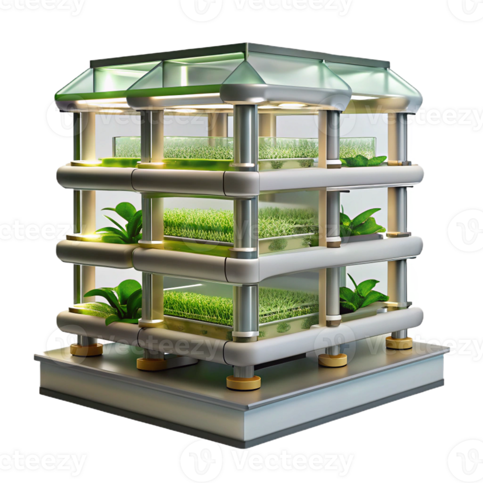 vibrant traditional Vertical farm, stacked layers of hydroponic crops, artificial lighting, sustainable architecture style genuine png