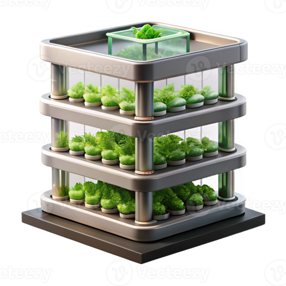 wonderful classic Vertical farm, stacked layers of hydroponic crops, artificial lighting, sustainable architecture style professional png