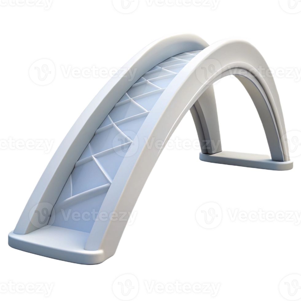 vibrant classic Parametric bridge, complex curved form, sleek white finish, minimalist style, against a clear blue sky detailed png