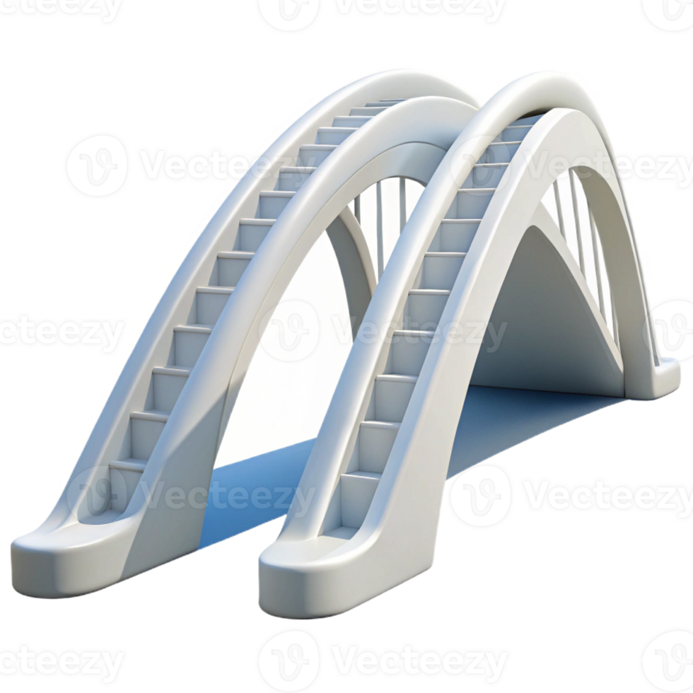 magnificent abstract Parametric bridge, complex curved form, sleek white finish, minimalist style, against a clear blue sky professional png
