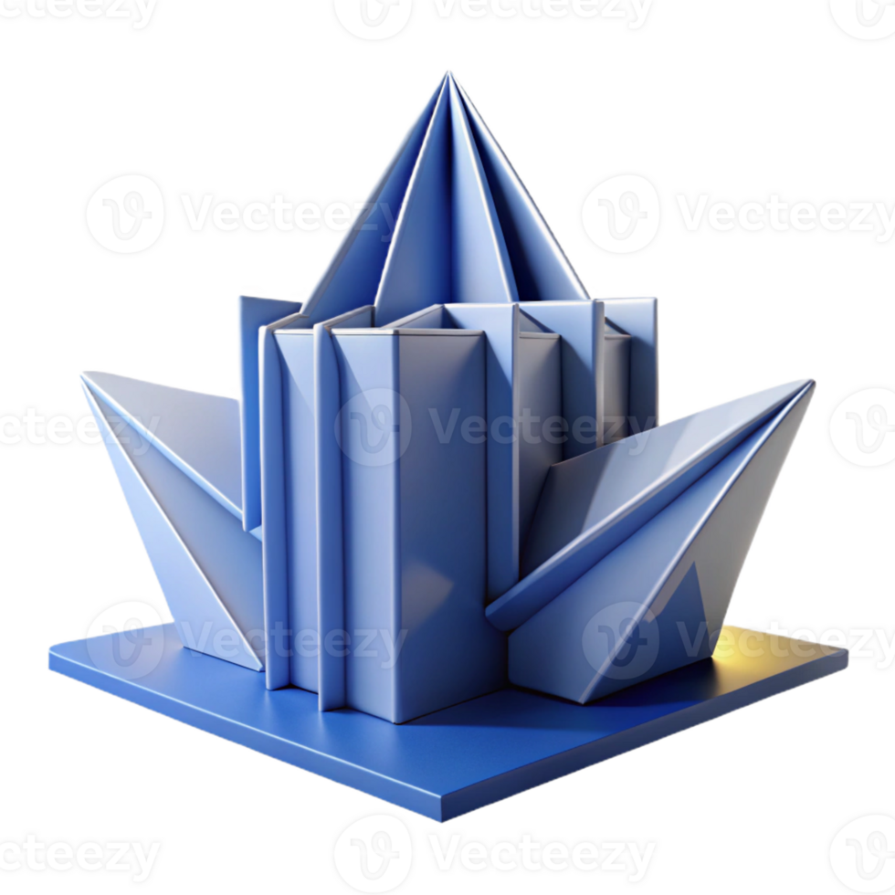 dramatic artistic Origami-inspired building, folded planes creating a dynamic form, paper-like texture, soft diffused lighting 4K png