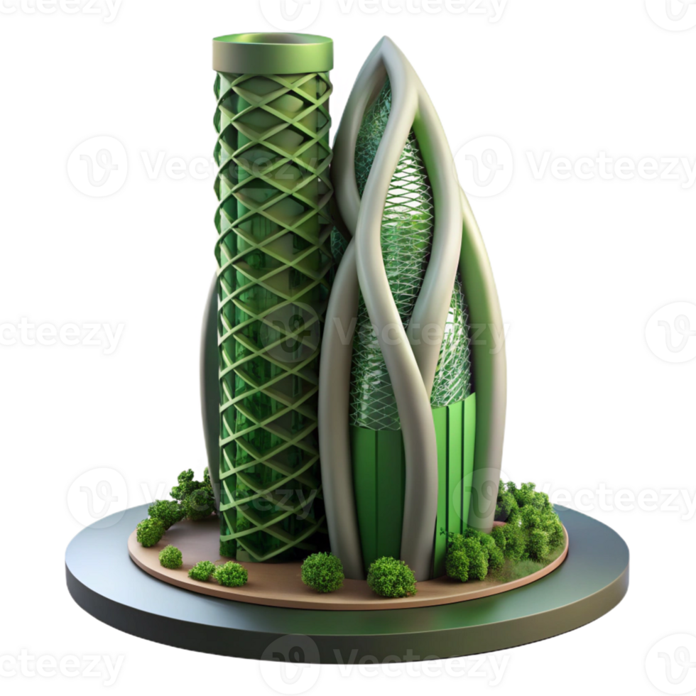 beautiful modern Biomorphic skyscraper, inspired by natural forms, green walls and integrated vegetation, sustainable architecture style original png