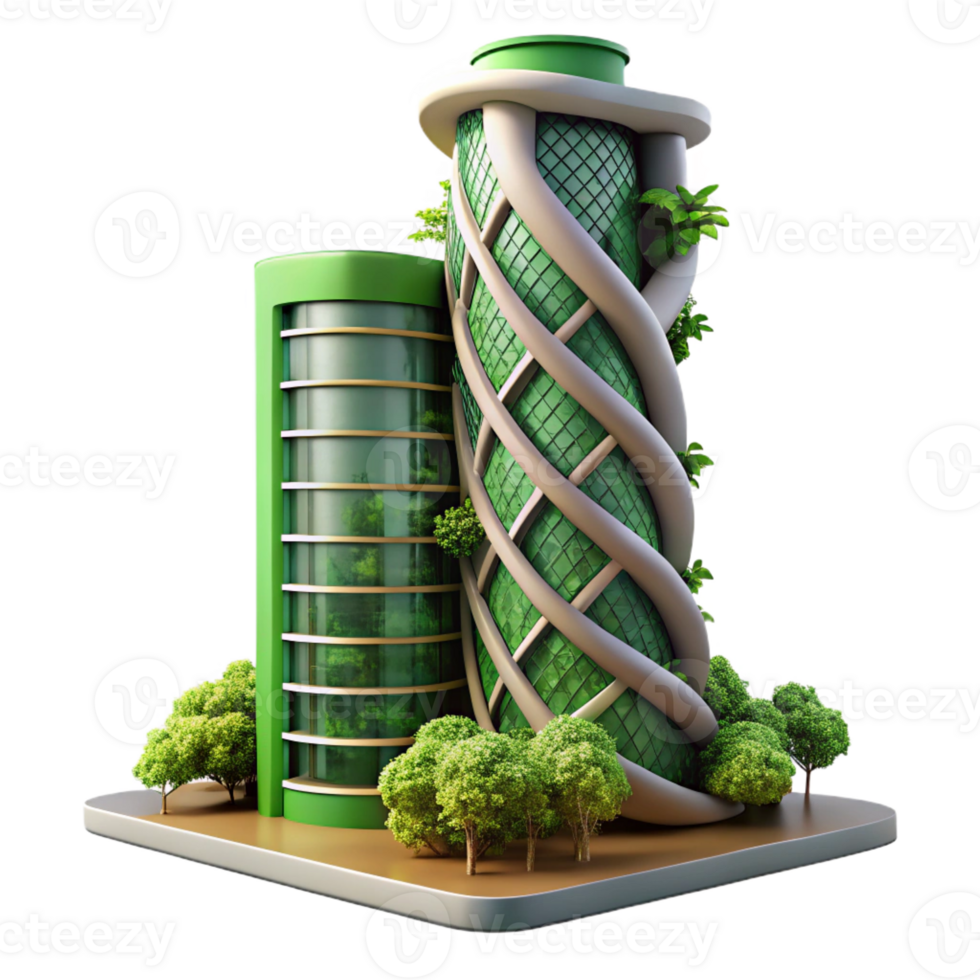 stunning minimalist Biomorphic skyscraper, inspired by natural forms, green walls and integrated vegetation, sustainable architecture style 4K png
