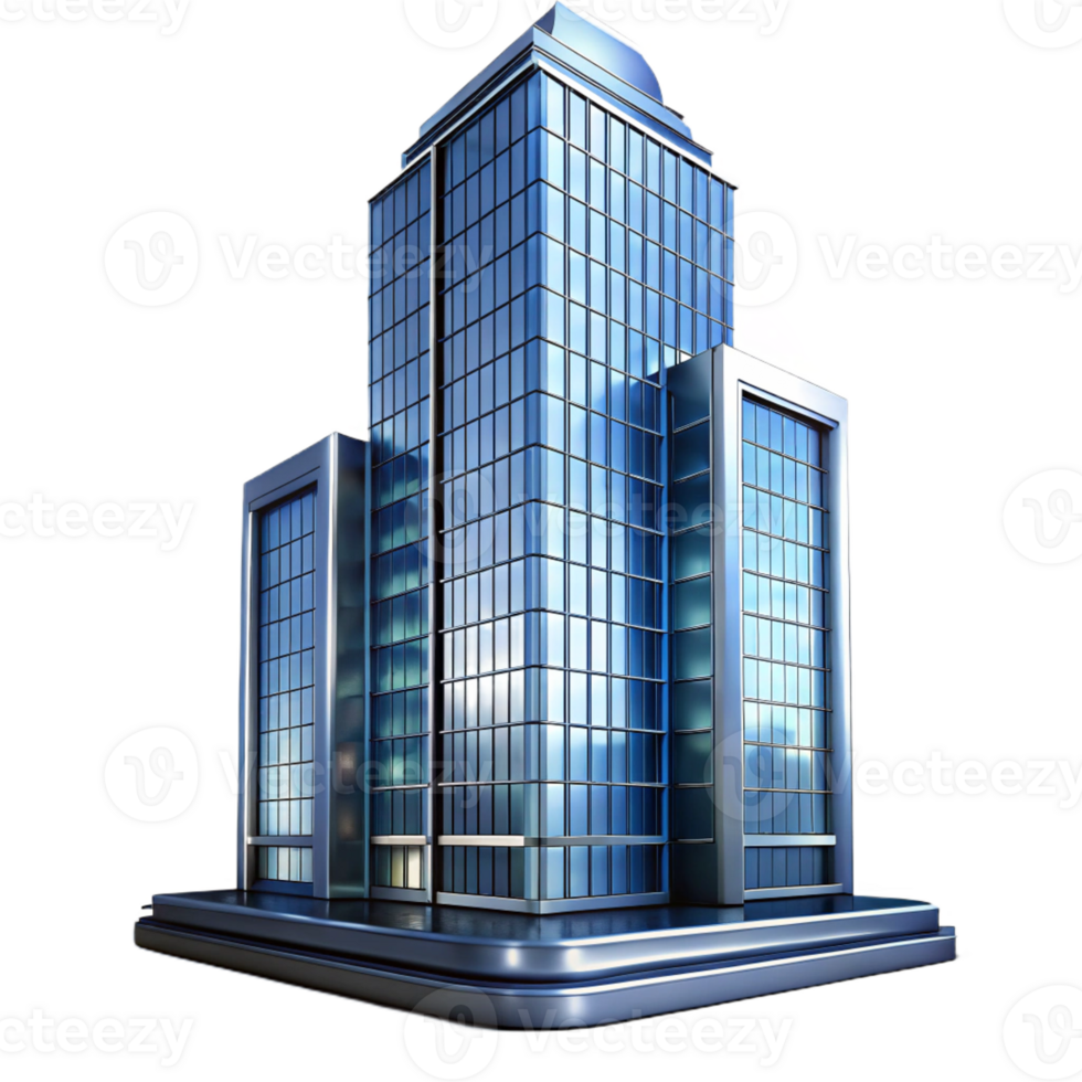 impressive classic Modernist glass and steel skyscraper, clean lines, reflective surfaces, urban setting at night, architectural photography style original png