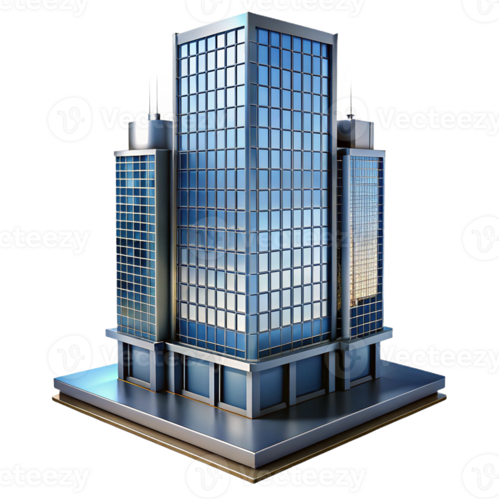 wonderful vintage Modernist glass and steel skyscraper, clean lines, reflective surfaces, urban setting at night, architectural photography style original png