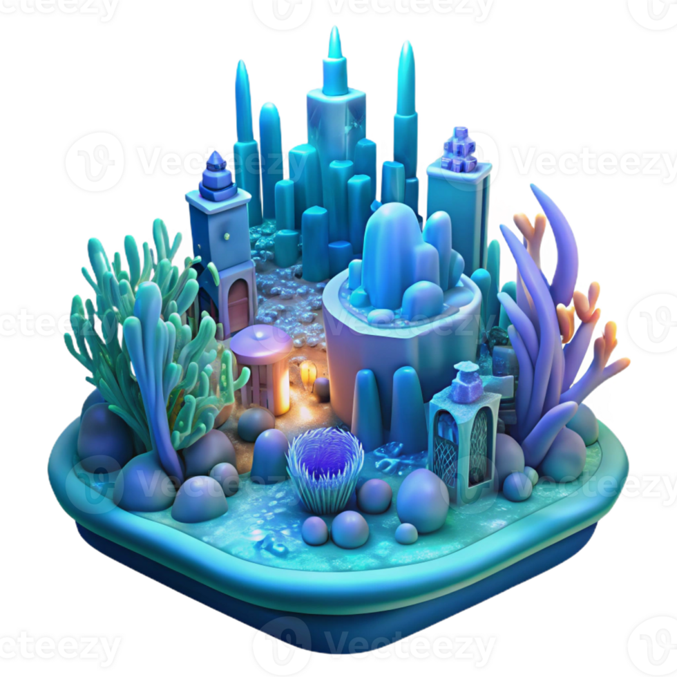 vibrant modern A vibrant coral reef teeming with colorful fish, illuminated by dappled sunlight, in a photorealistic underwater style premium png