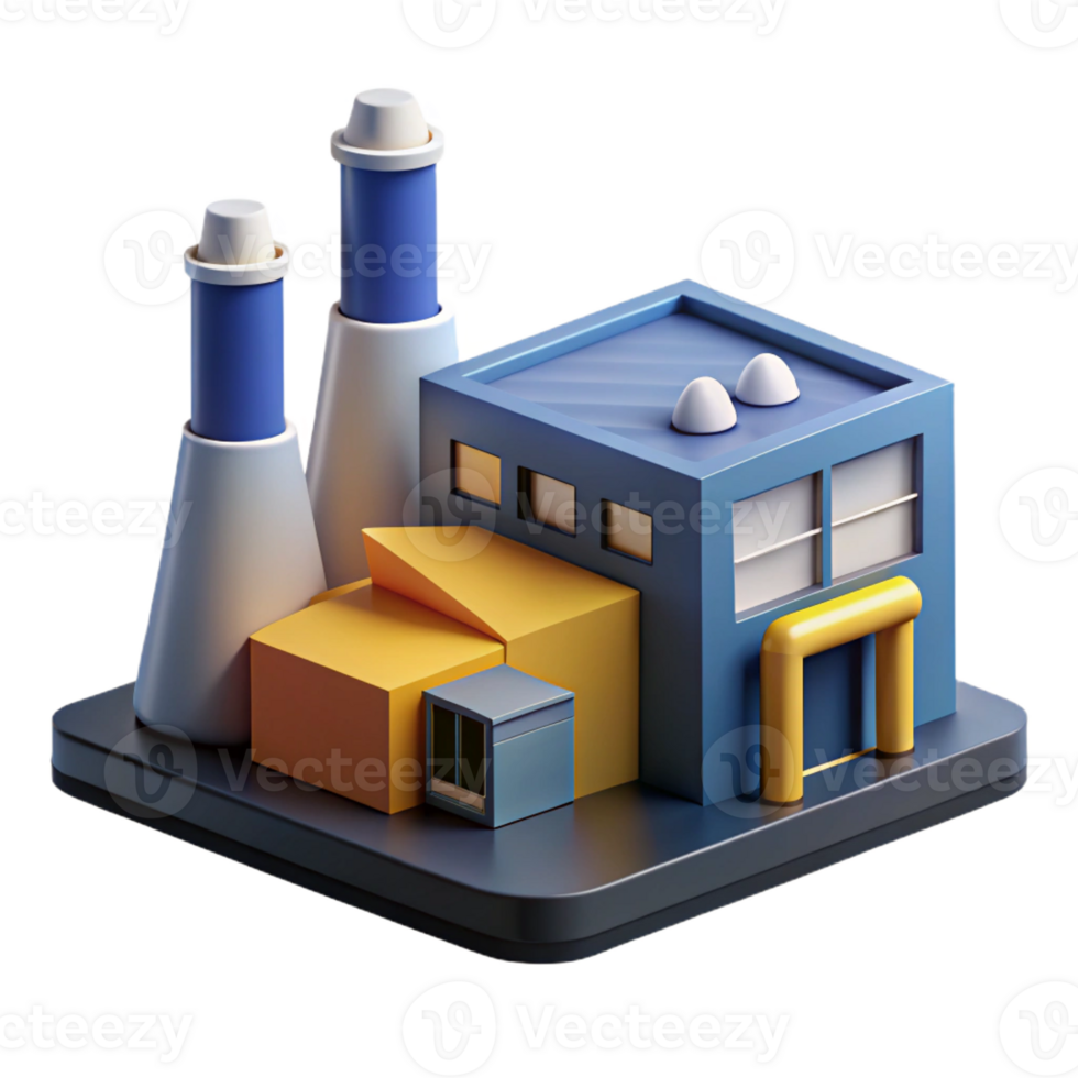 vibrant artistic Bauhaus-inspired factory, geometric shapes, functional design, strong shadows, industrial aesthetic 4K png