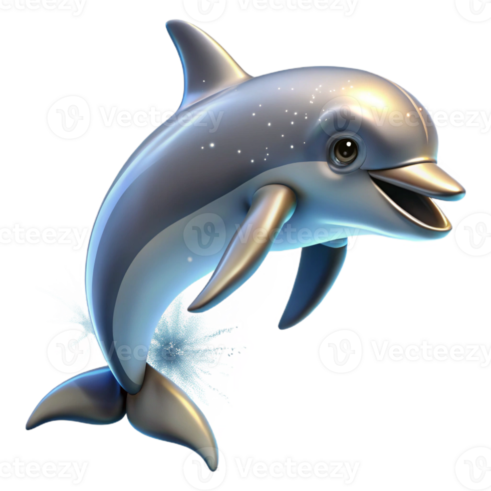 vibrant creative A playful bottlenose dolphin leaping out of the ocean, illuminated by sparkling sunlight, in a dynamic, photorealistic style premium png