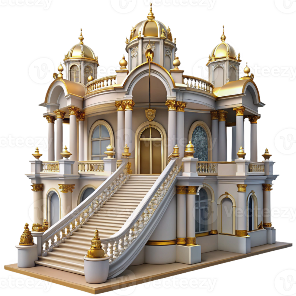 beautiful vintage Baroque palace, ornate facades, gilded details, grand staircase, opulent style professional png