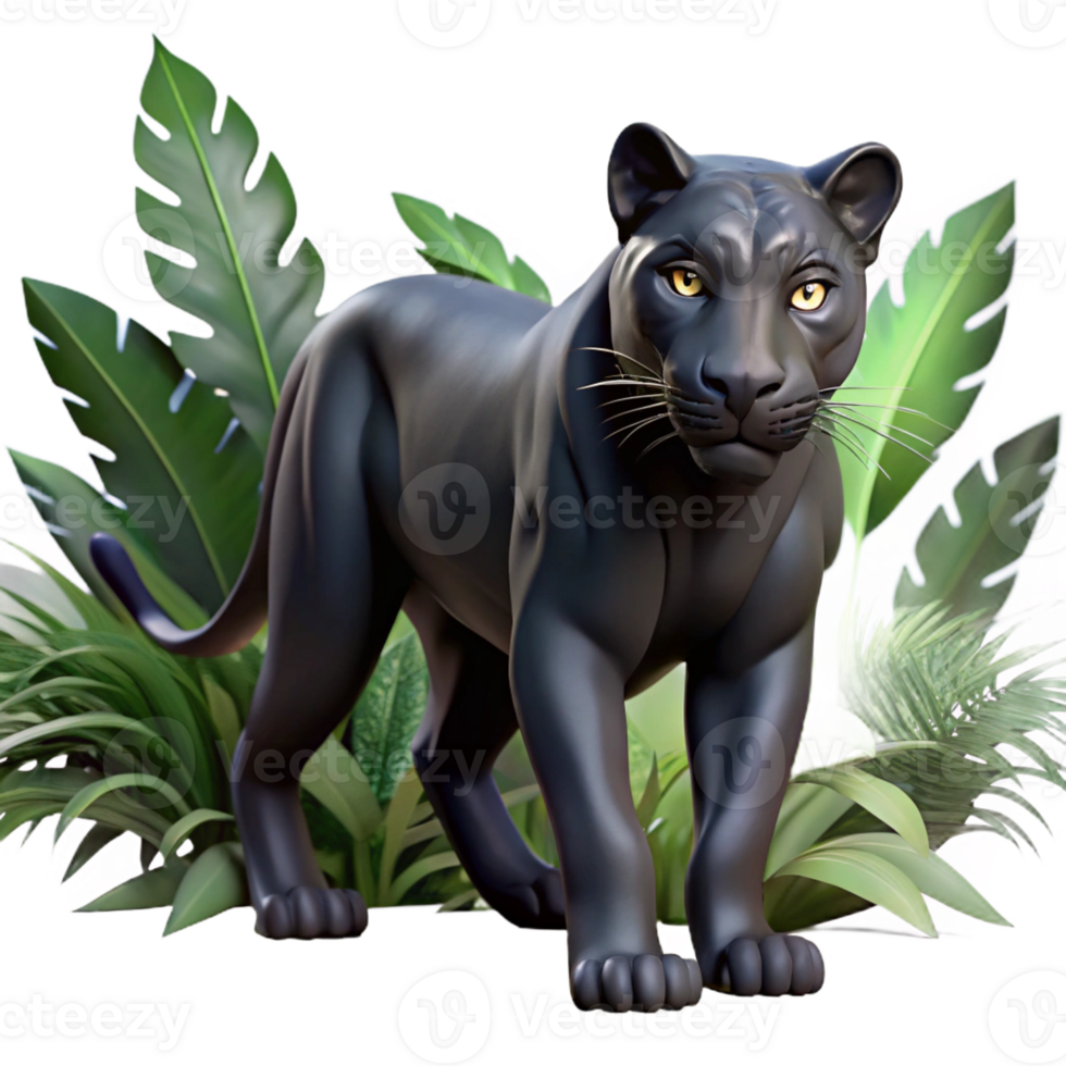wonderful rustic A sleek black panther stalking through the jungle undergrowth, illuminated by dappled moonlight, in a dramatic, cinematic style genuine png
