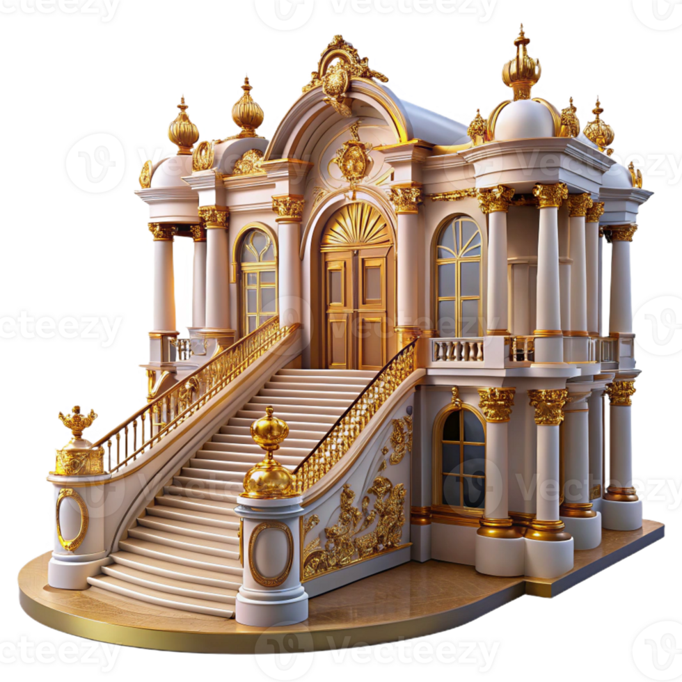 serene traditional Baroque palace, ornate facades, gilded details, grand staircase, opulent style exclusive png