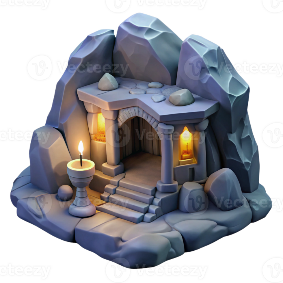 magnificent rustic Subterranean dwelling, carved into rock, soft ambient lighting, mystical atmosphere premium png