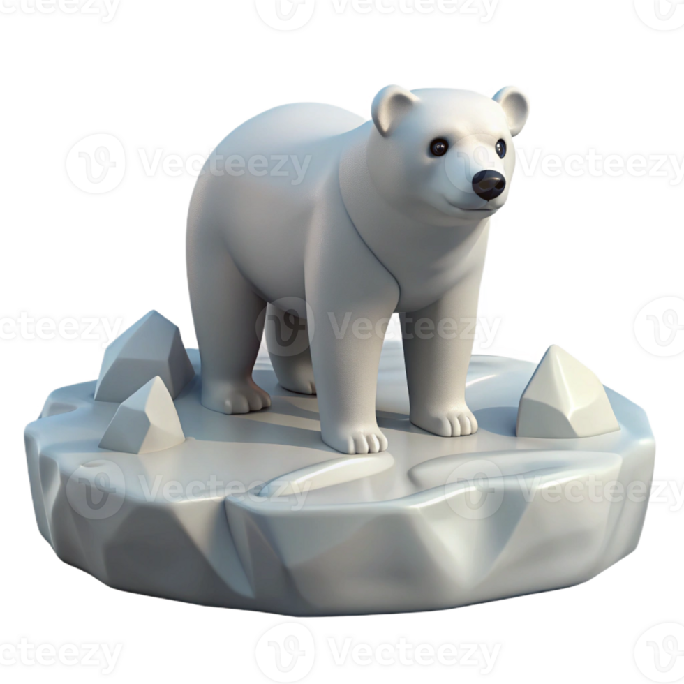 beautiful contemporary A lone polar bear standing on an ice floe, surrounded by a vast, icy landscape, in a stark, monochromatic style detailed png