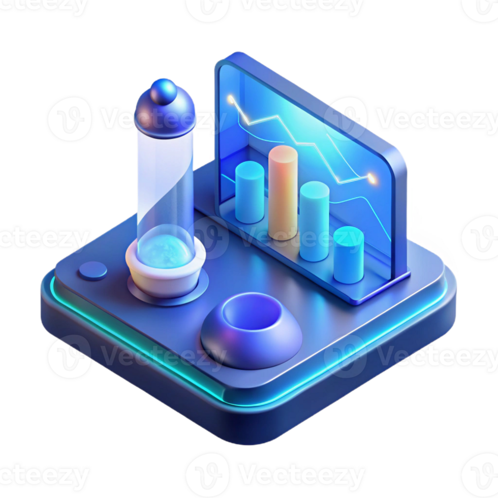 serene minimalist A sleek, holographic interface displaying complex scientific data, illuminated by the cool blue light of the display, in a minimalist, art style high resolution png