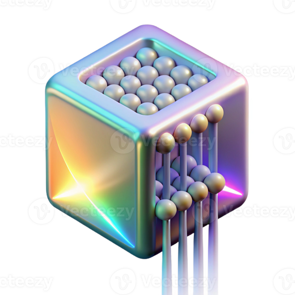 serene minimalist A single, levitating, holographic data cube emitting streams of binary code, lit by a shifting rainbow gradient, in a data-driven style 4K png