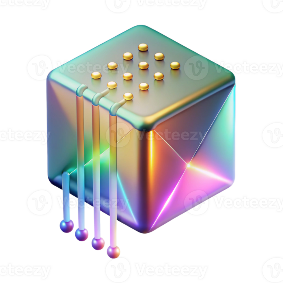 extraordinary artistic A single, levitating, holographic data cube emitting streams of binary code, lit by a shifting rainbow gradient, in a data-driven style detailed png