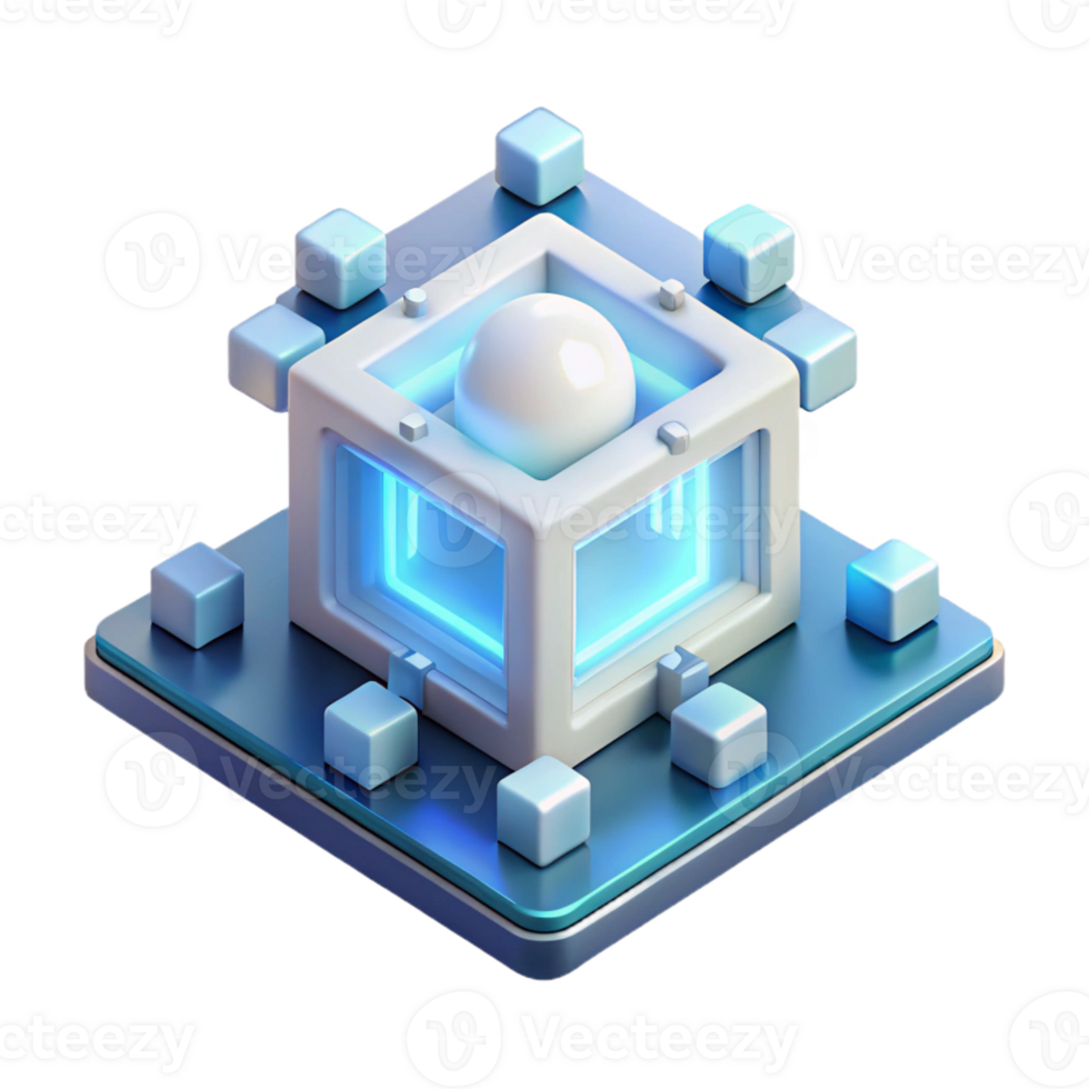 vibrante resumen un poderoso cuántico computadora Procesando complejo algoritmos, emitiendo un suave, blanco brillo, en un futurista, isométrica estilo alto resolución png