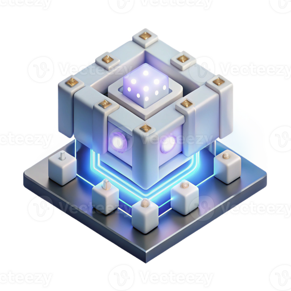 magnifique rustique une puissant quantum ordinateur En traitement complexe algorithmes, émettant une doux, blanc briller, dans une futuriste, isométrique style prime png