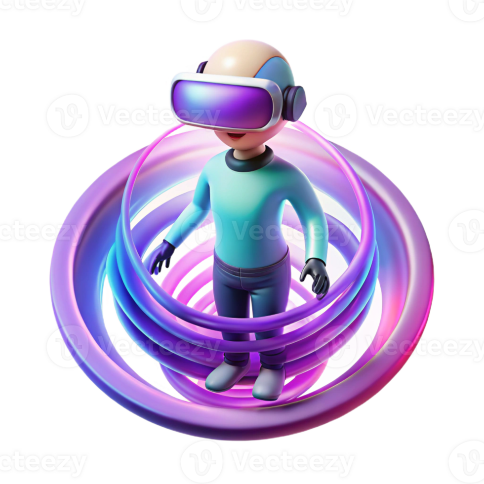 magnificent creative A solitary figure in a virtual reality headset, surrounded by a swirling vortex of digital data, illuminated by pulsating neon colors, in a surreal, digital art style 4K png
