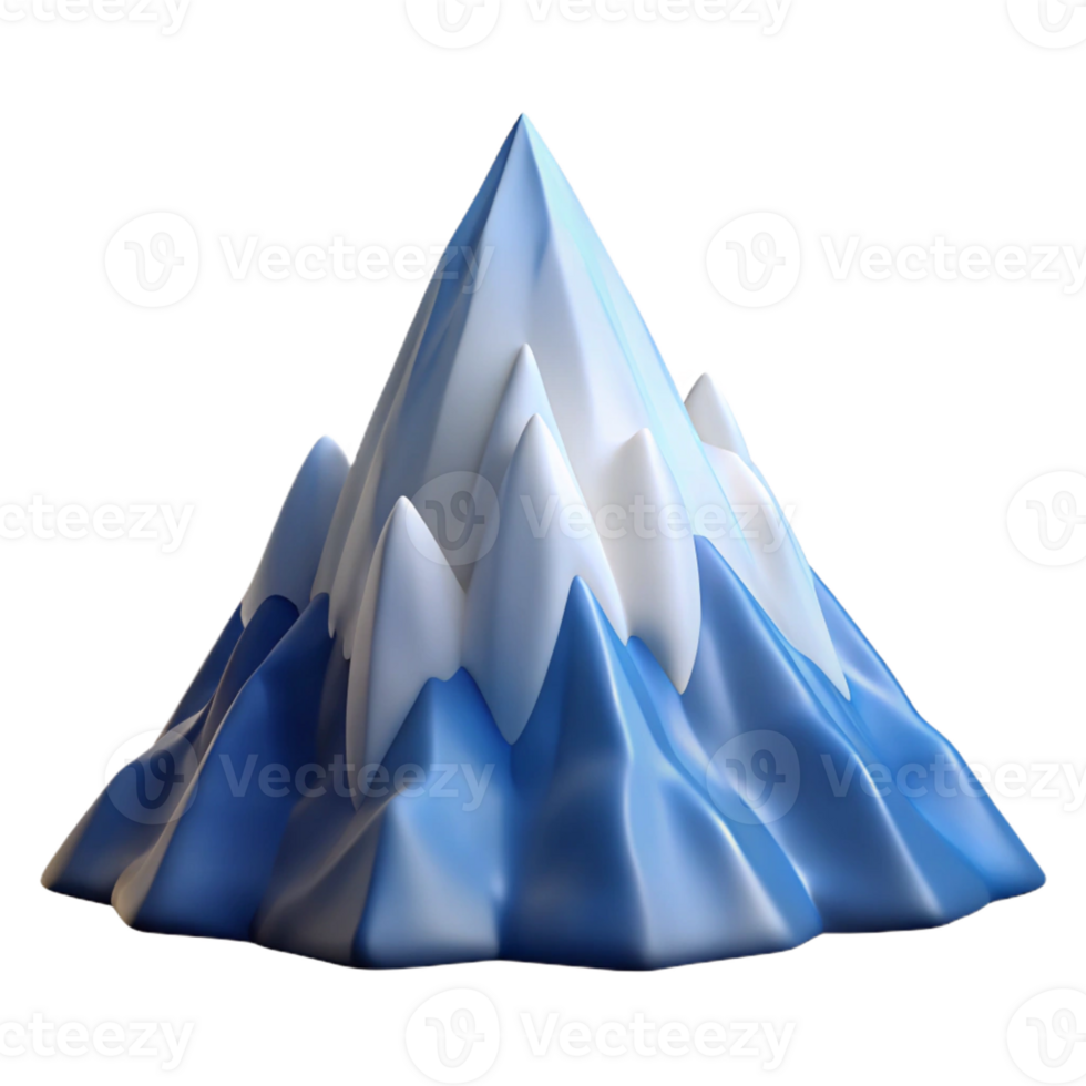 beautiful artistic A snow-covered mountain peak, sharp and jagged edges, clear blue sky, realistic landscape photography style authentic png