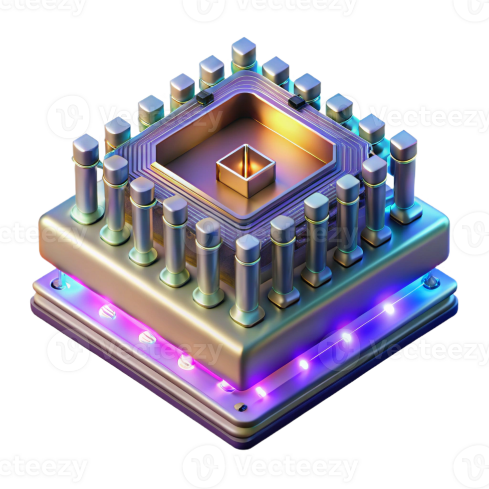 beautiful abstract A highly detailed rendering of a quantum computer, illuminated by a complex pattern of shifting, colored lights, in a scientific visualization style detailed png