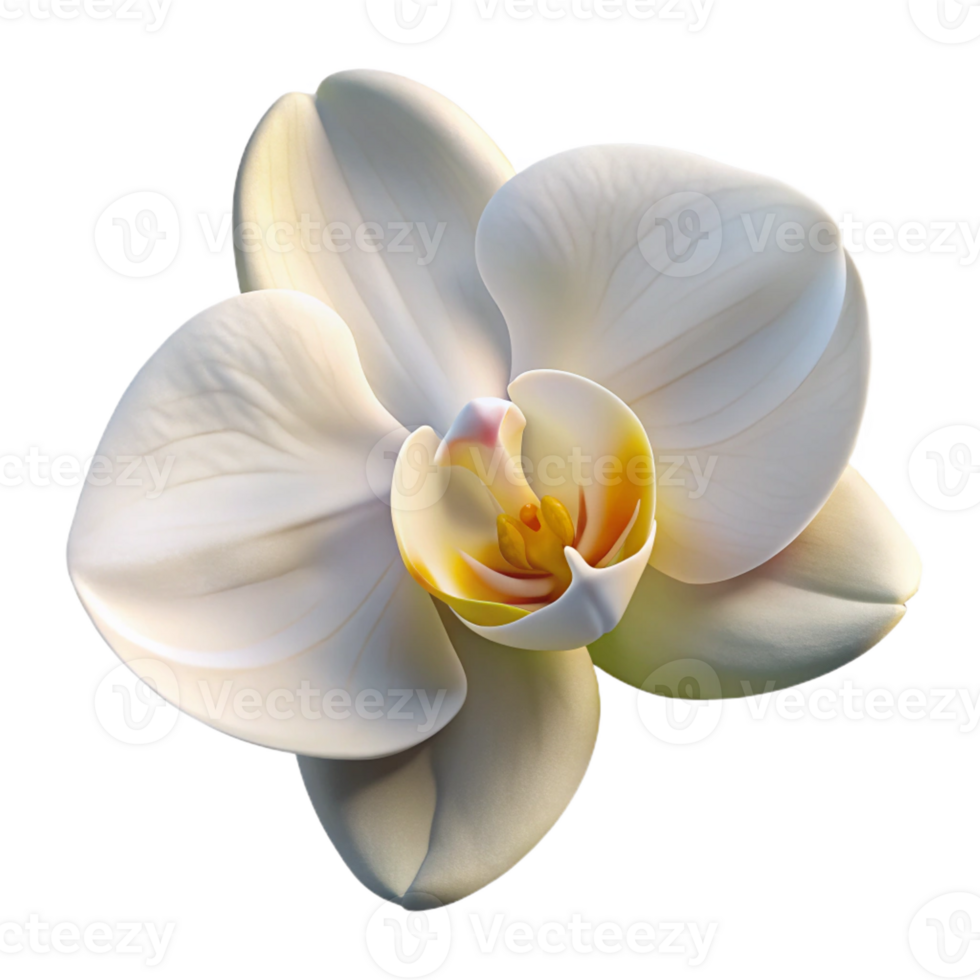 stunning creative A single, perfect white orchid, intricate details of the petals and stamen, soft lighting, botanical illustration style authentic png